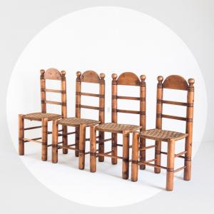 Conjunto 4 sillas madera y...